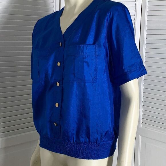 Vintage 80s Worthington Essentials Blouse with Shoulder Pads / Size 14M - Picture 9 of 11